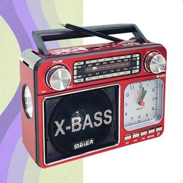Imagem de Rádio Retrô Portátil AM/FM Bluetooth com Relógio Bateria Recarregável 