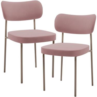 Imagem de Kit 02 Cadeiras Para Sala De Jantar Melina Base Arena L02 Suede Rosê - Lyam Decor