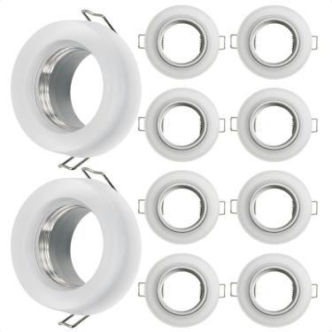 Imagem de Kit 10 Spot Taschibra Redondo Embutir Vidro Jateado Sp23 Mr16 Bivolt