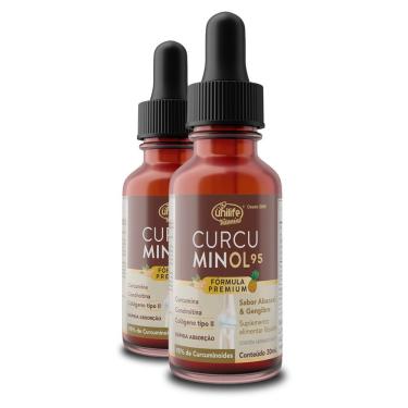 Imagem de Kit 2 Curcuminol Unilife Sabor Abacaxi E Gengibre Em Gotas 30ml