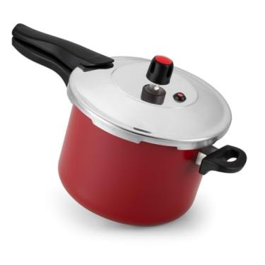 Imagem de Panela de PressãO de AçO InoxidáVel de 4,5 Litros Para Uso DoméStico, Com Interior Antiaderente Para Facilitar a Limpeza, Completa Com Tampa Externa Cinza.(Vermelho)