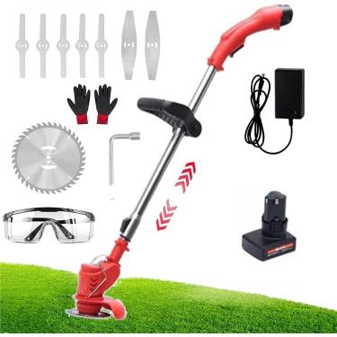 Imagem de Aparador De Grama Sem Fio Tt Cortador De Grama, Aparador Elétrico De Jardim Portátil, Aparador De Grama Sem Fio Com Bateria E Carregador Rodas Lâminas 800w Poderoso Apar, 12v, 1 Battery