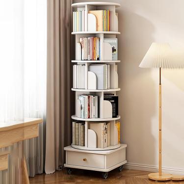 Imagem de Estante Giratória, Estante Giratória De 5 Camadas, Estante Com Gavetas, Estante De Madeira Giratória De 360° Com Gaveta Para Quarto, Sala De Estar, Escritório Em Casa, White, 5th floor