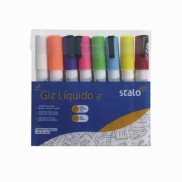 Imagem de Giz Liquido CHALK Marker 8 Cores Estojo - Stalo