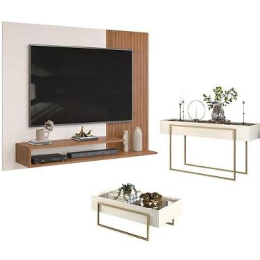 Imagem de Painel para Tv Nando Freijó Off White com Aparador para Sala Suri e Me