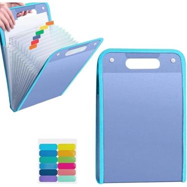 Imagem de Pasta Organizadora A4 12 Divisórias Ideal para Estudantes Escritório e Concursos Presente Volta às Aulas e Profissionais por Elástico e Etiquetas Organize Documentos (Azul)
