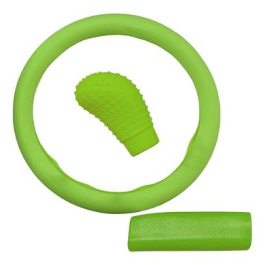 Imagem de UHANBUT Conjunto de capa de volante de carro de silicone com 3 peças, antiderrapante para volante e freio de mão e capa de câmbio, protetor universal para decoração de interiores automotivos para a