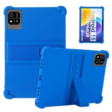 Imagem de Capa para tablet COLORROOM K10 de 10,1 polegadas – Capa protetora de silicone à prova de choque com suporte, estilo comercial resistente a quedas (azul)