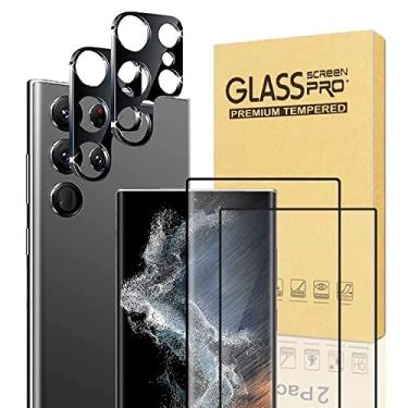 Imagem de XDesign [Pacote com 2+2 protetores de tela para Galaxy S23 Ultra, vidro temperado 9H, resistente a arranhões, suporte ultrassônico para impressão digital, protetor de tela de vidro para Samsung Galaxy