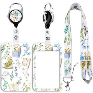 Imagem de Cordão com porta-crachá de identidade, retrátil, clipe de crachá, colhedores de livro para crachás de identificação, chaveiro para mulheres, meninas, escola, professores, enfermeiras, trabalho
