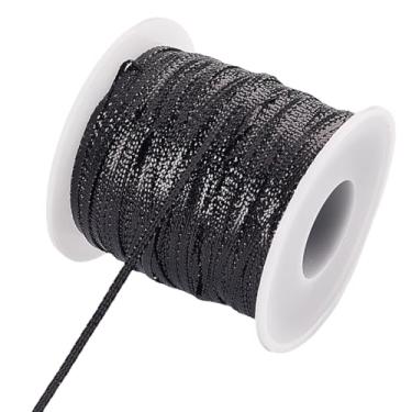 Imagem de GORGECRAFT 103,9 metros Cordão decorativo de cetim com glitter de 1/8 polegada Dreadlock com borda metálica fio de nylon brilhante fita de padeiro trançada Hiphop para extensão de cabelo pulseira