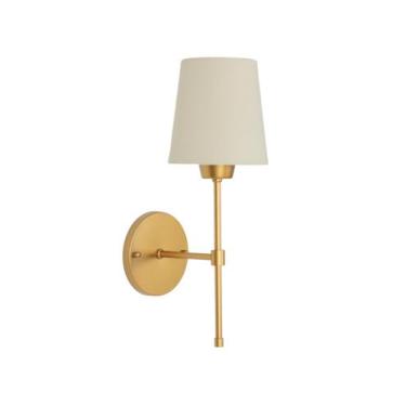 Imagem de Arandela Tocheiro Dourada Com Cúpula Tecido Cru - Mv Iluminacao