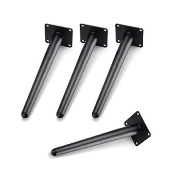 Imagem de Pacote com 4 pernas de móveis de metal, pernas de sofá de móveis modernos, pernas de mesa de centro de metal industrial, pernas de substituição redondas cônicas, preto/ouro/preto dourado, 7 tamanhos