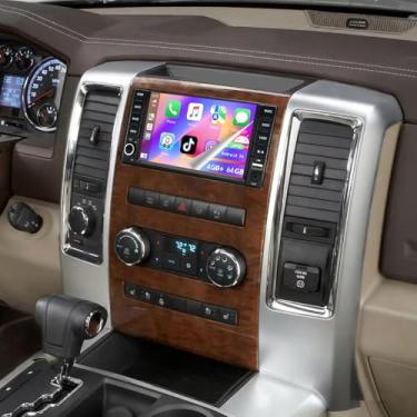 Imagem de Surakey Rádio estéreo automotivo para RAM 1500 2500 3500 2009-2012 Android 14 para CarPlay Wireless Android Auto 4G+64G tela de 7 polegadas Navegação GPS com Bluetooth WiFi FM SWC Espelho Link Split