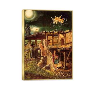 Imagem de Albrecht Altdorfer Pôster de parede O Nascimento de Cristo Impressão em tela Giclee Albrecht Altdorfer Decoração de parede para sala de estar quarto banheiro decoração de casa 100 x 70 cm (83.8x71.1