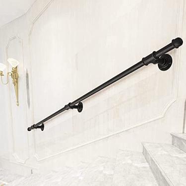 Imagem de SENNIAN Corrimão de escada (1 pés-6 m). Trilho de corrimão de ferro forjado suporte de parede trilhos de mão para escadas, haste de suporte antiderrapante para corredor loft, kit de barra de apoio