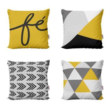 Imagem de Almofadas Amarelas Decorativas Fé Geométricas Sofá 40X40 - Novadecora
