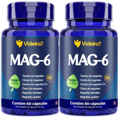 Imagem de KIT 2 MAG-6 6 MAGNÉSIOS TAURATO CITRATO PA ÓXIDO DIMALATO QUELATO TOTAL 120 CAPS – VIDEIRA 7-Unissex