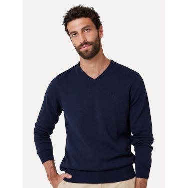 Imagem de Tricot Dudalina Masculino Decote V Básico Azul Marinho-Masculino
