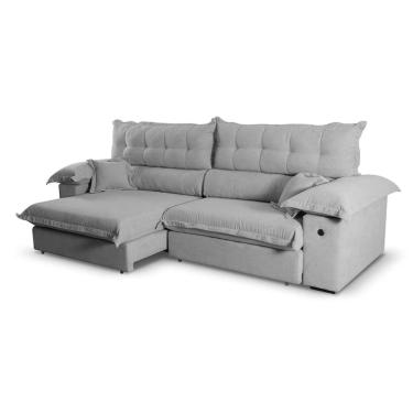 Imagem de Sofá 4 Lugares Retrátil e Reclinável com USB Absoluto Linho Cinza