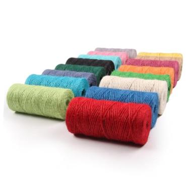 Imagem de 3 peças de corda de juta natural de 100 m para artesanato, fita torcida decorativa resistente para jardinagem e embrulho festivo