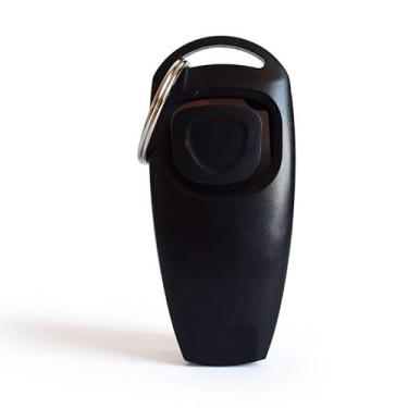 Imagem de Clicker de treinamento 2 em 1 com alça de pulso, adequado para cães, gatos, pássaros ou outros animais de estimação (preto)