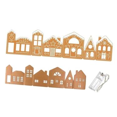 Imagem de oshhni Kit de casinha de gengibre de Natal em papelão, enfeite de mesa, decoração natalina para casa de campo, quarto, festa ou lareira.