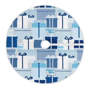 Imagem de GakkiGii Caixa de presente para árvore de Natal – Tapete de pelúcia redondo macio de 89,9 cm para decoração de árvore em ambientes internos e externos