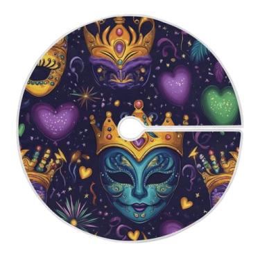 Imagem de Blueangle Saia de árvore colorida para Mardi Gras de 118 cm, saia de poliéster macio para decoração de carnaval (185)