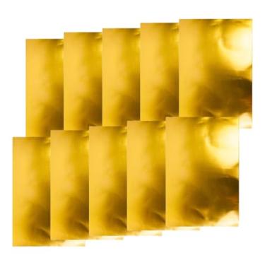 Imagem de KiBcsLic 10 Folhas de Cartolina Espelhada Metalizada, Papel Brilhante e Grosso para Decoração de Festas, Confecção de Cartões, Pôsteres, Scrapbooking e, Ouro