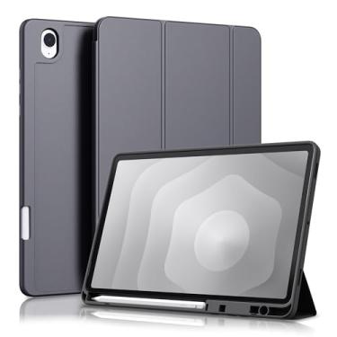 Imagem de Capa compatível com Samsung Galaxy Tab S11 de 11 polegadas 2025 SM-X730/X736B com suporte para caneta S, capa protetora traseira de TPU macio, suporte para despertar/hibernar automaticamente, preta