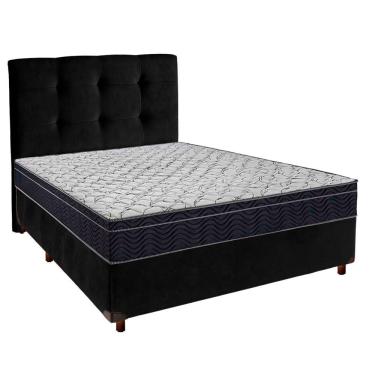 Imagem de Cama Box Preto Com Colchão Casal Airtech 150 Ortobom E Cabeceira