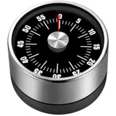 Imagem de Cronômetro de cozinha com alarme alto, magnético traseiro de 60 minutos de aço inoxidável com alarme alto, traseira magnética - sem necessidade de pilhas, para assar, professores, sala de aula (preto)