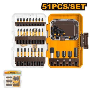 Imagem de Conjunto de Bits e Soquetes de Impacto com 51 Peças INGCO