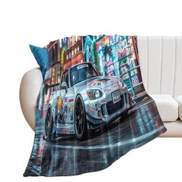 Imagem de HouLaiZhe Cobertor Super Macio Flanela Grafite JDM Carro S2000 Neon Leve Cobertor de Refrigeração para Sofá-Cama Cadeira Sofá Carro Viagem ao Ar Livre Leve Quente 76 cm x 127 cm