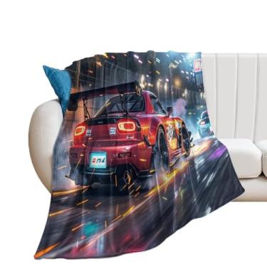Imagem de HouLaiZhe Cobertor Super Macio Flanela Corrida JDM Carro Rx7 Esporte Leve Cobertor de Refrigeração para Sofá-Cama Cadeira Sofá Carro Viagem ao Ar Livre Leve Quente 152 cm x 203 cm