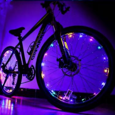 Imagem de Luzes de LED para rodas de bicicleta, ultra brilhantes, à prova d'água, luzes de raio de bicicleta, decoração de ciclismo, aviso de segurança, tira de pneu para crianças, adultos, passeios noturnos