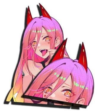 Imagem de YUNEX 2 peças de 5,1 polegadas para acessórios de carro sexy de anime Peeker decalque e adesivo para porta-malas de janela, laptop, capacete, para-choque, à prova d'água