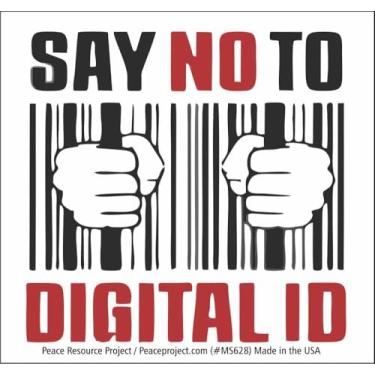 Imagem de Diga não à identificação digital pequeno laptop carro para-choque adesivo garrafa de água bicicleta Locker capacete skate decalque 8,6 cm x 8,1 cm (adesivo pequeno)