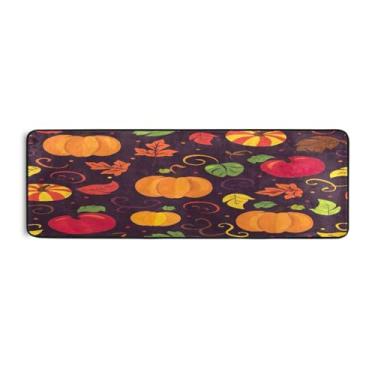 Imagem de Qilmy Tapete de corrida de abóbora colorido de Ação de Graças, 183 x 61 cm, antiderrapante, antifadiga, confortável, tapetes longos, para quarto, sala de estar, banheiro, corredores, entrywa484