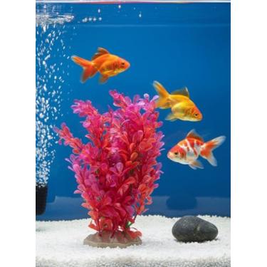 Imagem de Planta Artificial Aquario Enfeite e Decoração Rosa+Vermelho 22cm CU03