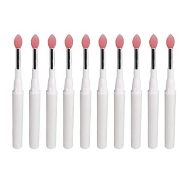 Imagem de CUOFYUNL 10Pcs Silicone Lip Brush Macio Reutilizável Dustproof Portátil Multiuso Batom Sobrancelha Pincéis Aplicadores com Tampa