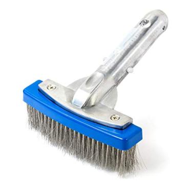 Imagem de Escova de Piscina Arame Alta Resistência com Cabo Alumínio e Cerdas Aço Inoxidável Limpador Projetado para Piscinas Conc