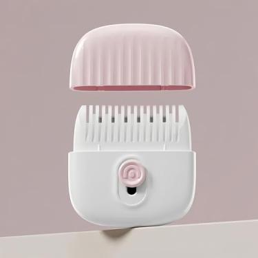 Imagem de Pente removedor de pontas divididas - Ferramenta de corte dupla face com lâmina substituível, design portátil nas cores rosa e cinza (rosa)