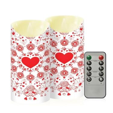 Imagem de Wassud Pacote com 2 velas redondas mandala sem chamas para o dia dos namorados com controle remoto, velas realistas cintilantes com temporizador, velas decorativas para Natal, casamento, festa