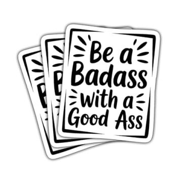 Imagem de Adesivo divertido Be a Badass with a Good Ass, presente de fitness motivacional engraçado para academia, treino, Be a Badass with a Good Ass, decalque de carro feminino forte para laptop, garrafa