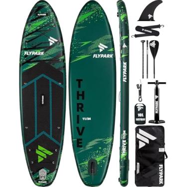 Imagem de FLYPARK Prancha De Stand Up Paddle Inflável Super Larga De 11'X34'', Sup Largo Ultra Estável Para 2 Pessoas/Família/Tamanho Grande Com Alça De Ombro, Mochila Grande De 100L, Bungees Duplos Para Pe