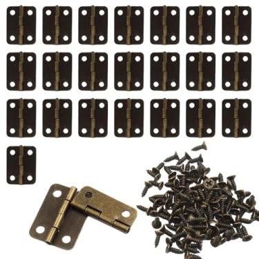 Imagem de Murtenze 24 peças de dobradiça, dobradiças de metal dobráveis de 2,5 cm x 3/10.2 cm com parafusos para armário de porta de armário, joias, caixa de madeira (bronze antigo)