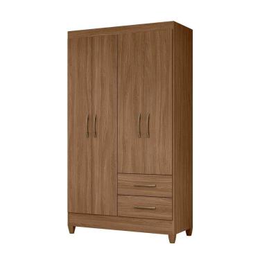 Imagem de Guarda Roupa Roupeiro Quarto Chile 4 Portas Gavetas Castanho - Moval