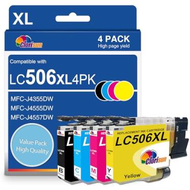 Imagem de LC506XL LC506 Cartuchos de tinta para impressora Brother MFC-J4355DW de alto rendimento compatível com impressoras Brother MFC-J4355DW MFC-J4555DW MFC-J4557DW (pacote com 4, tinta LC506XL) preto